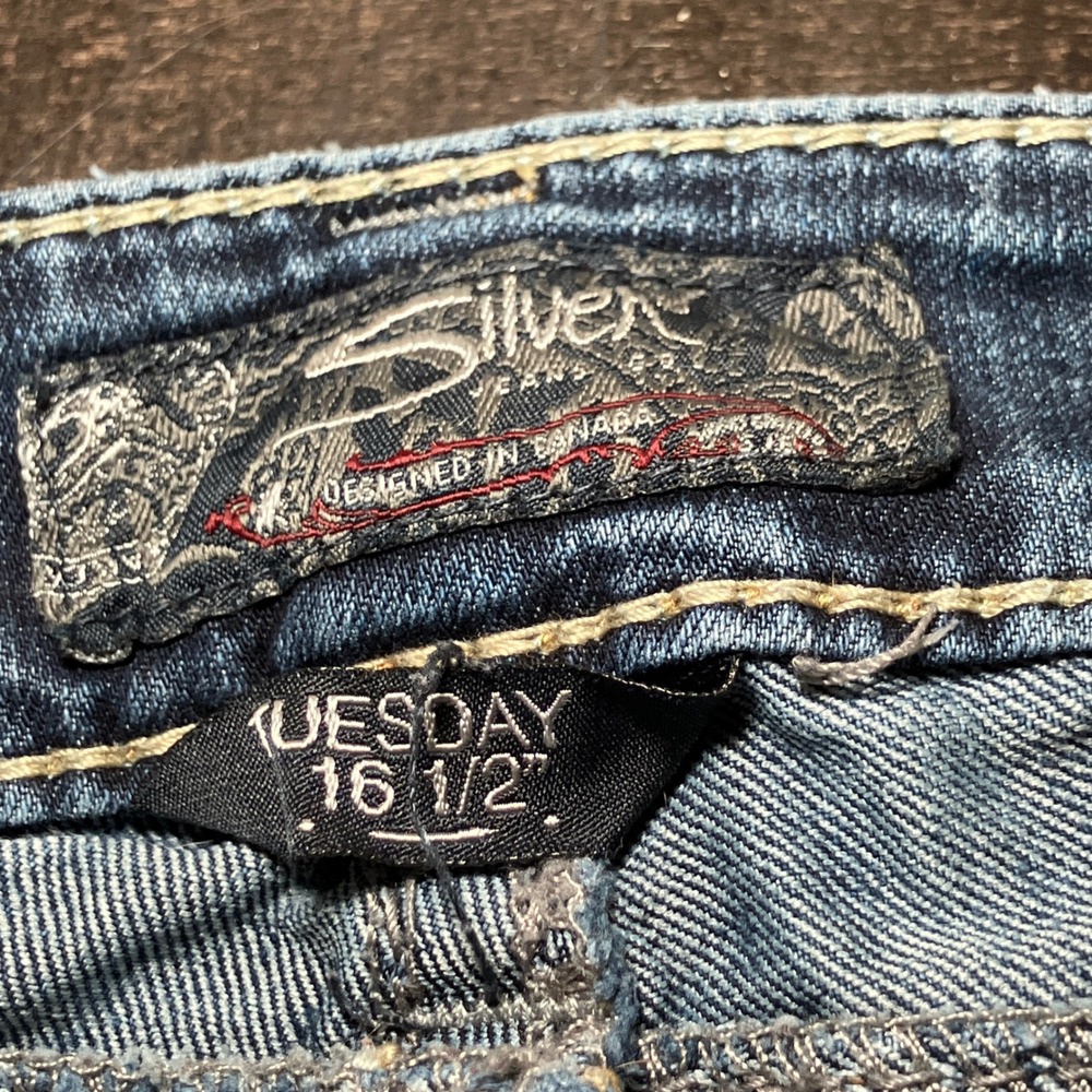 Silver Jeans Tuesday Bootcut Women Size 16 1/2 Blue Contrast Stitching - Picture 7 of 9
